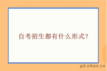 自考招生都有什么形式？