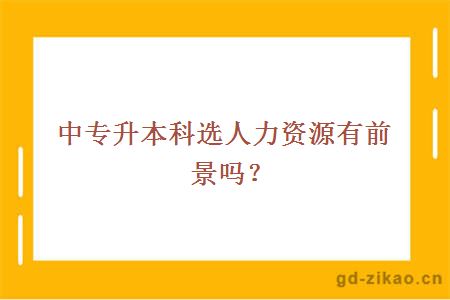 中专升本科选人力资源有前景吗？