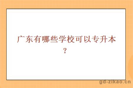 广东有哪些学校可以专升本?