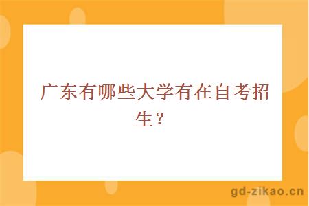 广东有哪些大学有在自考招生？