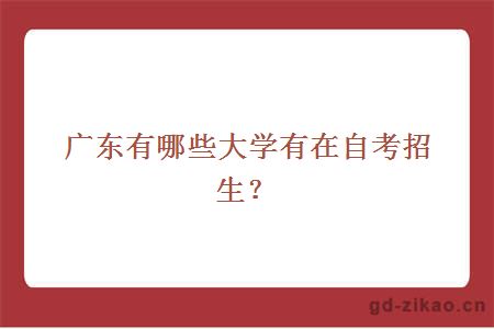 广东有哪些大学有在自考招生?