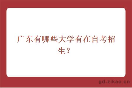 广东有哪些大学有在自考招生？