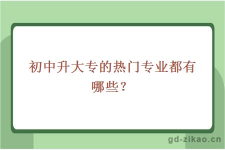 初中升大专的热门专业都有哪些？