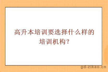 高升本培训要选择什么样的培训机构？