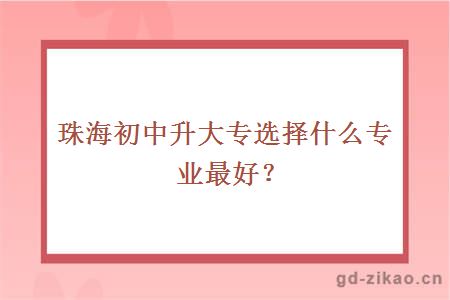 珠海初中升大专选择什么专业最好？