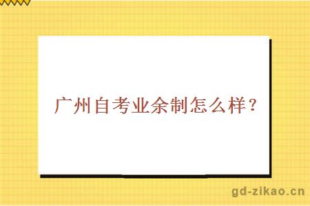广州自考业余制怎么样？