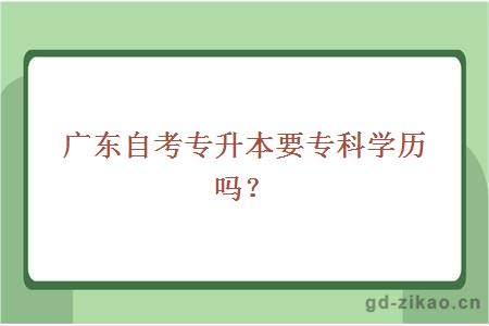 广东自考专升本要专科学历吗？