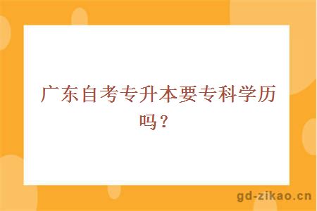 广东自考专升本要专科学历吗?