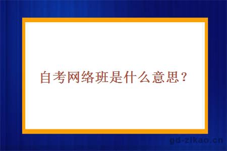 自考网络班是什么意思？