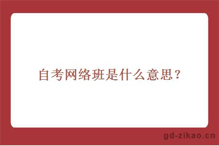 自考网络班是什么意思?