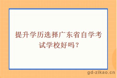 提升学历选择广东省自学考试学校好吗？