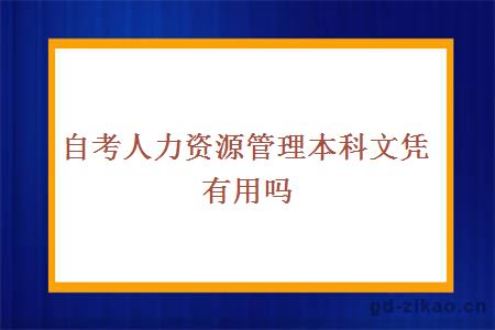 自考人力资源管理本科文凭有用吗