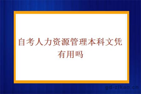 自考人力资源管理本科文凭有用吗