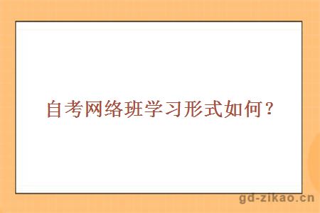 自考网络班学习形式如何?