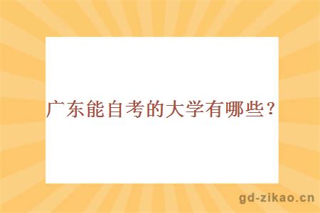 广东能自考的大学有哪些?