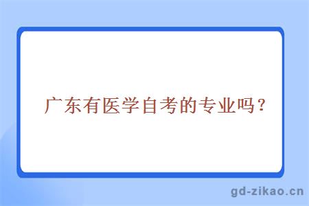 广东有医学自考的专业吗？