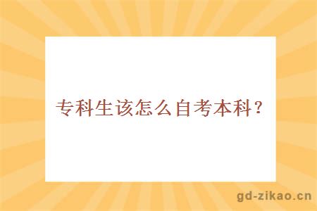 专科生该怎么自考本科?