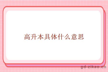 高升本具体什么意思