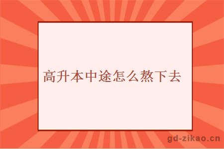 高升本中途怎么熬下去