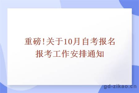 重磅!关于10月自考报名报考工作安排通知