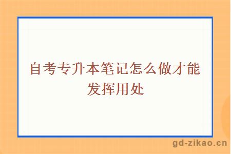 自考专升本笔记怎么做才能发挥用处