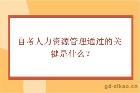 自考人力资源管理通过的关键是什么