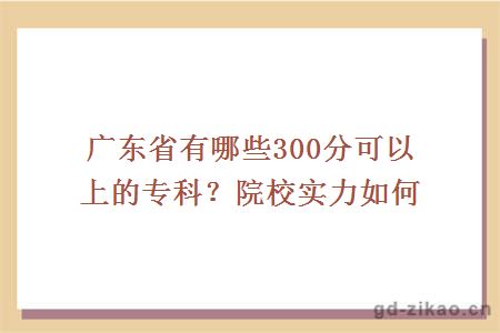 广东省有哪些300分可以上的专科？院校实力如何