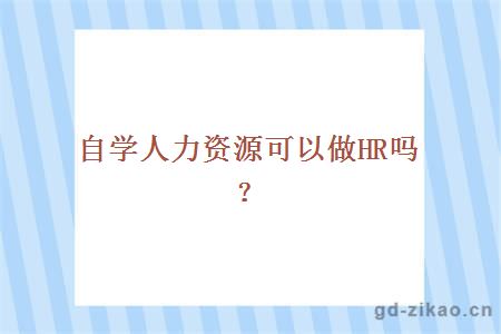 自学人力资源可以做HR吗？
