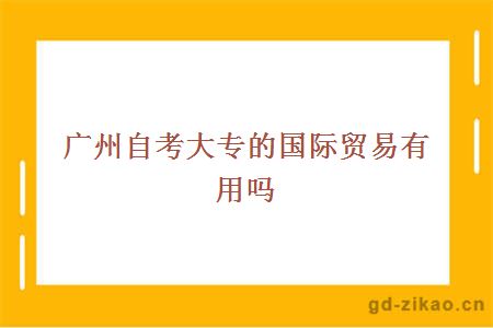 广州自考大专的国际贸易有用吗