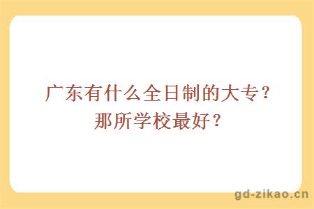 广东有什么全日制的大专？那所学校最好