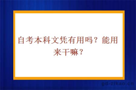 自考本科文凭有用吗？能用来干嘛