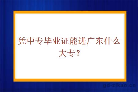 凭中专毕业证能进广东什么大专？