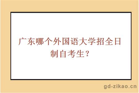 广东哪个外国语大学招全日制自考生？