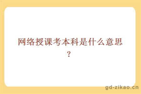 网络授课考本科是什么意思？