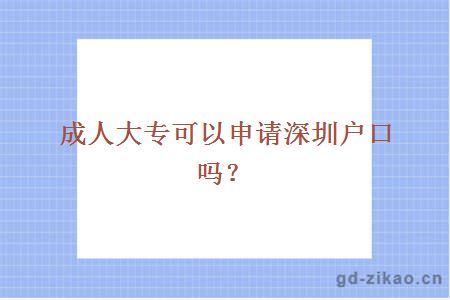 成人大专可以申请深圳户口吗？