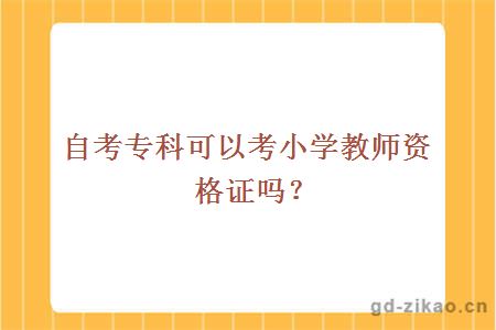 自考专科可以考小学教师资格证吗？