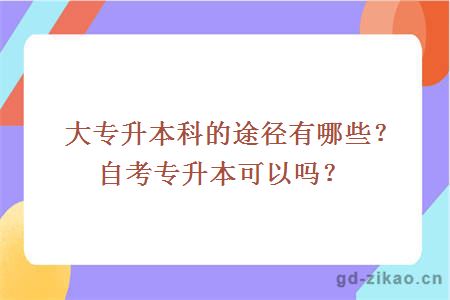 大专升本科的途径有哪些？自考专升本可以吗？