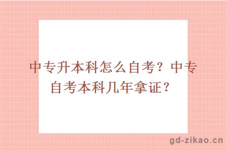 中专升本科怎么自考？中专自考本科几年拿证？