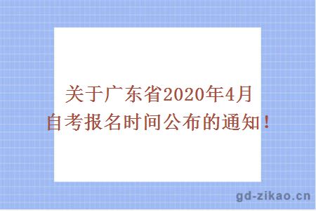 关于广东省2020年4月自考报名时间公布的通知！