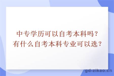 中专学历可以自考本科吗？有什么自考本科专业可以选？