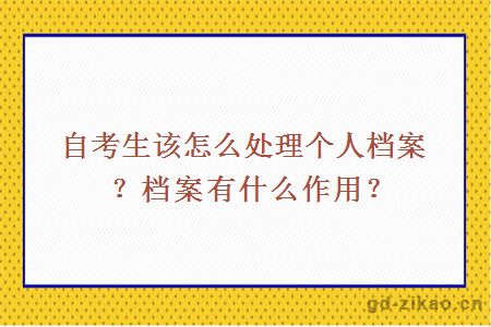 自考生该怎么处理个人档案？档案有什么作用？