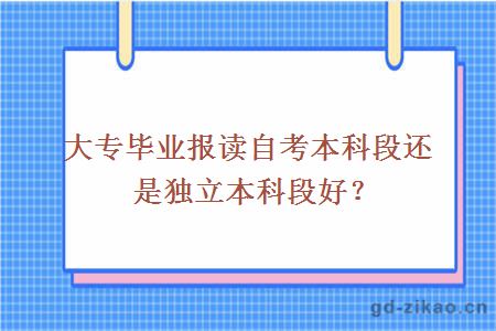 大专毕业报读自考本科段还是独立本科段好？