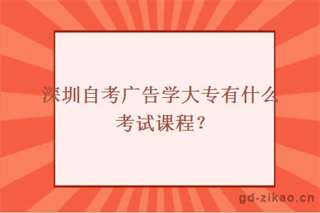 深圳自考广告学大专有什么考试课程？