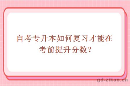 自考专升本如何复习才能在考前提升分数？