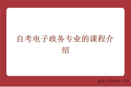 自考电子政务专业的课程主要有哪些？