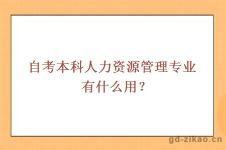 自考本科人力资源管理专业有什么用？