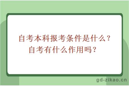 自考本科报考条件是什么？自考有什么作用吗？