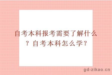 自考本科报考需要了解什么？自考本科怎么学？