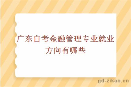 广东自考金融管理专业就业方向有哪些