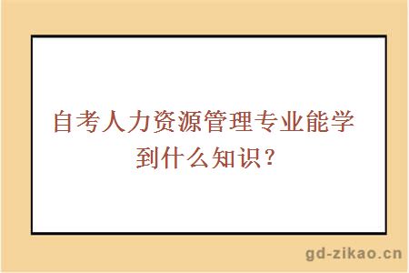 自考人力资源管理专业能学到什么知识？